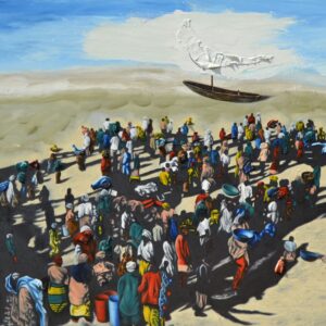 Francesco Martani_Sbarco di profughi a Lampedusa_120x150_1994_Zanini Arte-min